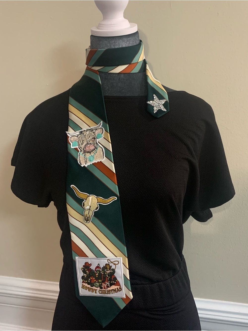 Statement Upcycled Western Patch Christmas Tie